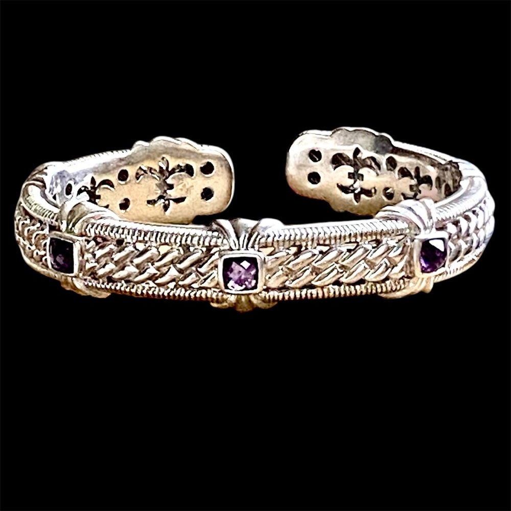 Judith Ripka Silver Cuff with Purple amethyst